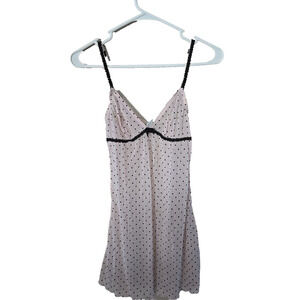 Avenida Pink Polka Dot V-Neck Sleeveless Sleepwear Cami Dress Womans Size Small
